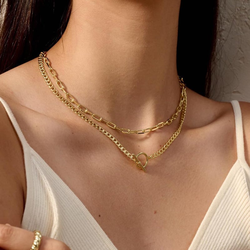 ANGLEQUEEN Chunky Silver Necklaces for Women Silver Layered Pirate Necklaces Punk 8090s Hip Hop Cuban Link Chain Necklace Layered Choker Necklace Pirate Prom Jewelry Freaknik Outfit Accessories - Image 3